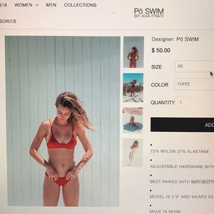 Po Swim by Ava Franti red triangle bikini top